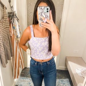 Altar’d State Purple Floral Tank Large